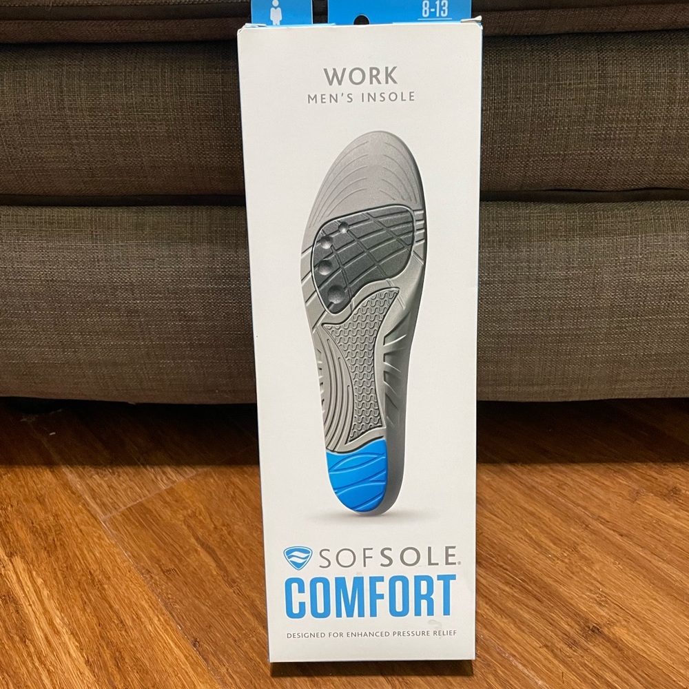Sofsole Comfort Men’s Insoles, NEW, size 8-13